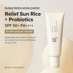 Beauty of Joseon Relief Sun SPF50+ PA++++ | Korean Sunscreen with Rice & Probiotics for Hydration & Glow