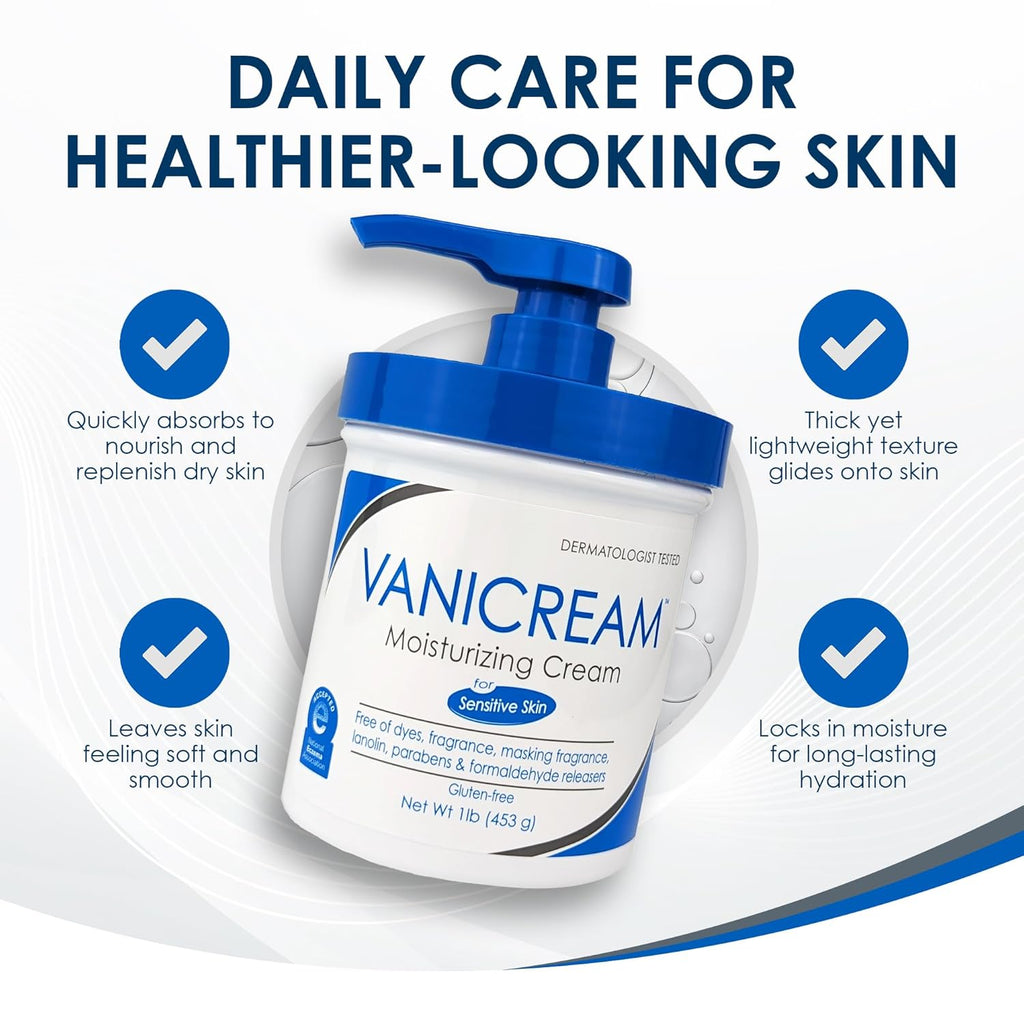 Vanicream Moisturizing Skin Cream with Pump Dispenser, 1 Pound