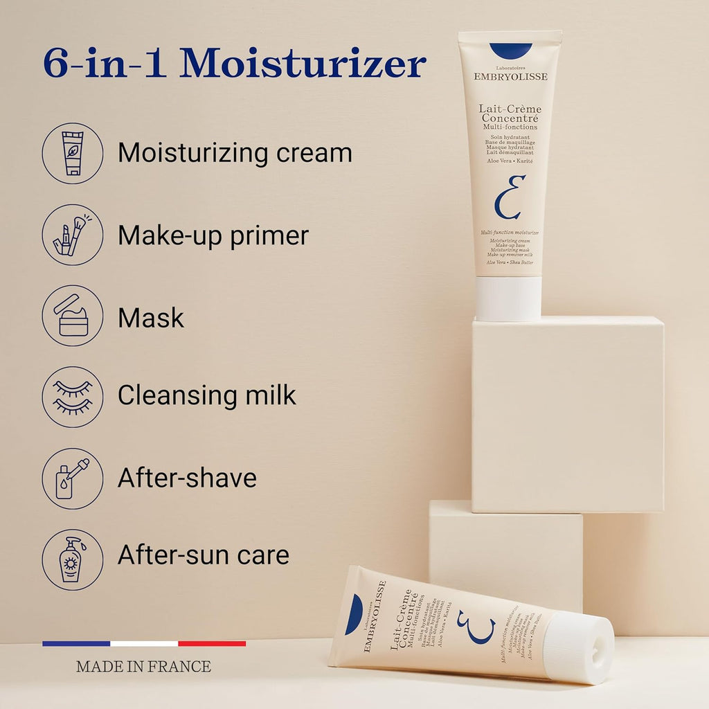Embryolisse - Lait-Crème Concentré - 3 in 1 Multifunction Moisturiser - Primer, Moisturiser, and Make-up Remover - Moisturises, Nourishes and Repairs the Skin - Satin Finish - 30ml