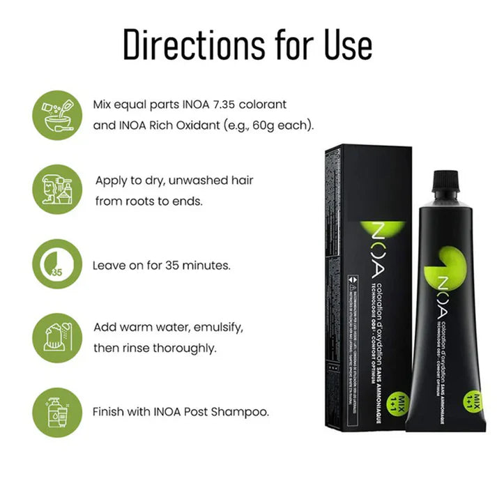 INOA Professional Ammonia Free Hair Color Cream Long Lasting Color for Men and Women Smooth Creme Formula Salon