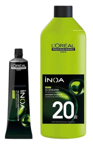 Loreal Inoa Ammonia Free Hair Color 60G + 20Vol 6% Developer 1000Ml Combo